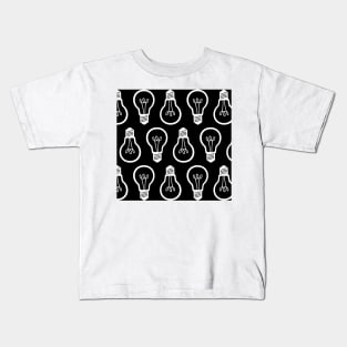 Lightbulb Black and White Pattern Kids T-Shirt